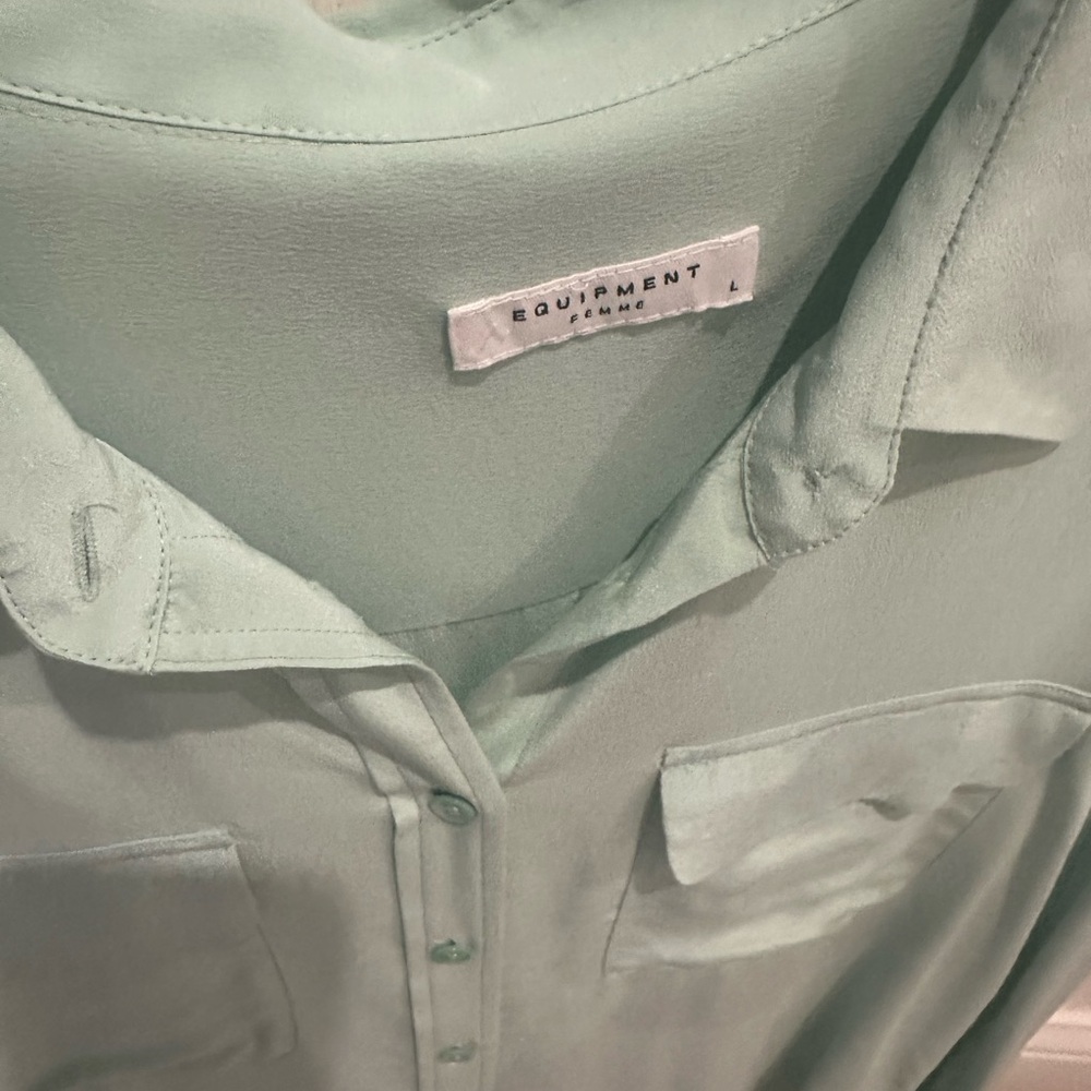 Equipment Mint Green Silk Button-Down Shirt